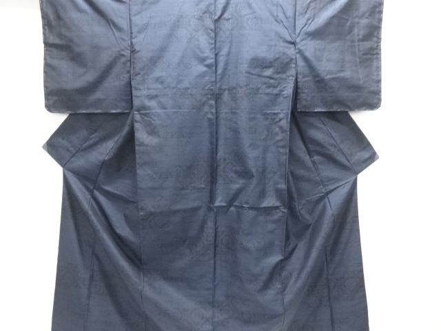 JAPANESE KIMONO / SILK / DORO OSHIMA TSUMUGI / WOVEN EGASUMI & FLORAL SHOKKO